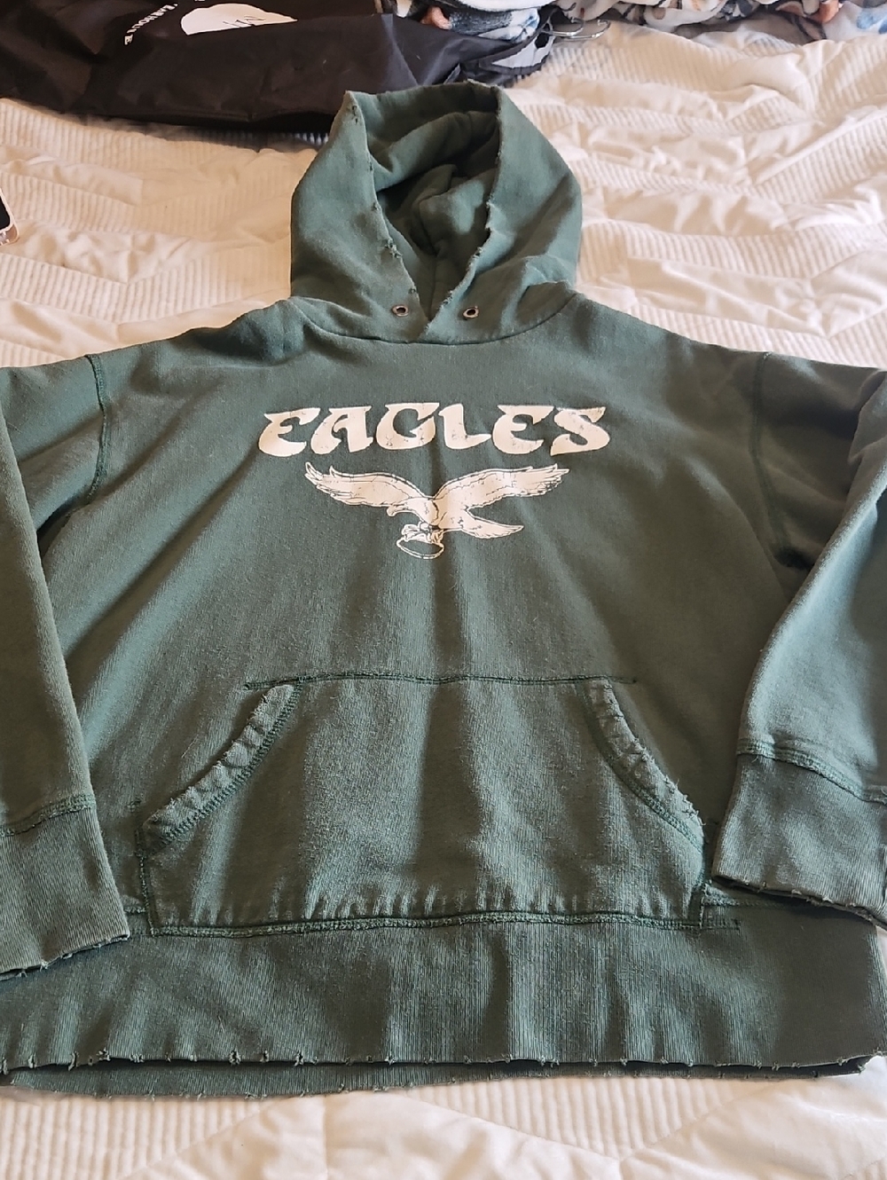 League Olive Green Hooded Sweatshirt with White Tag